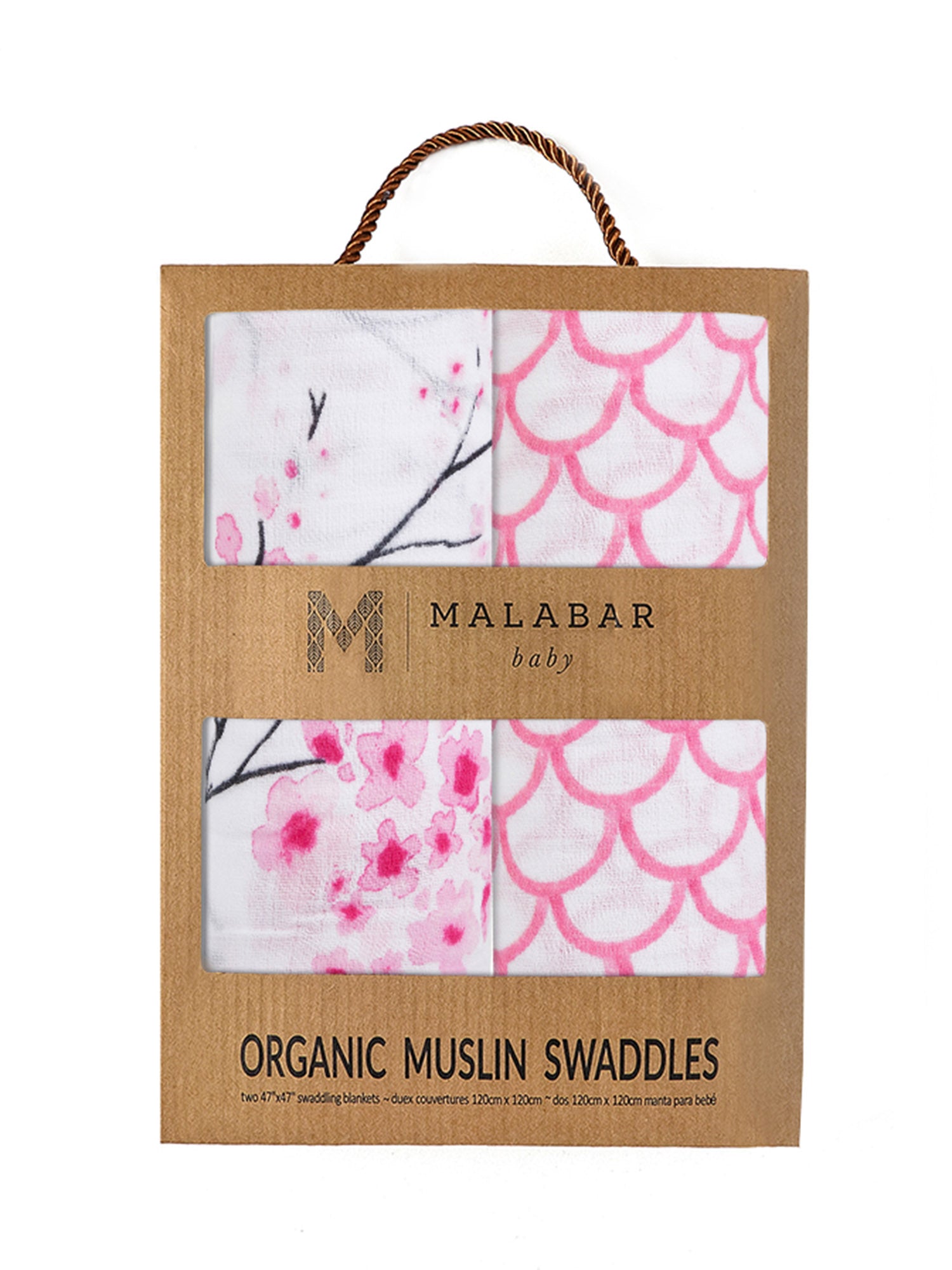 Organic Swaddle Set - Sakura (Cherry Blossom & Pink Stripe)
