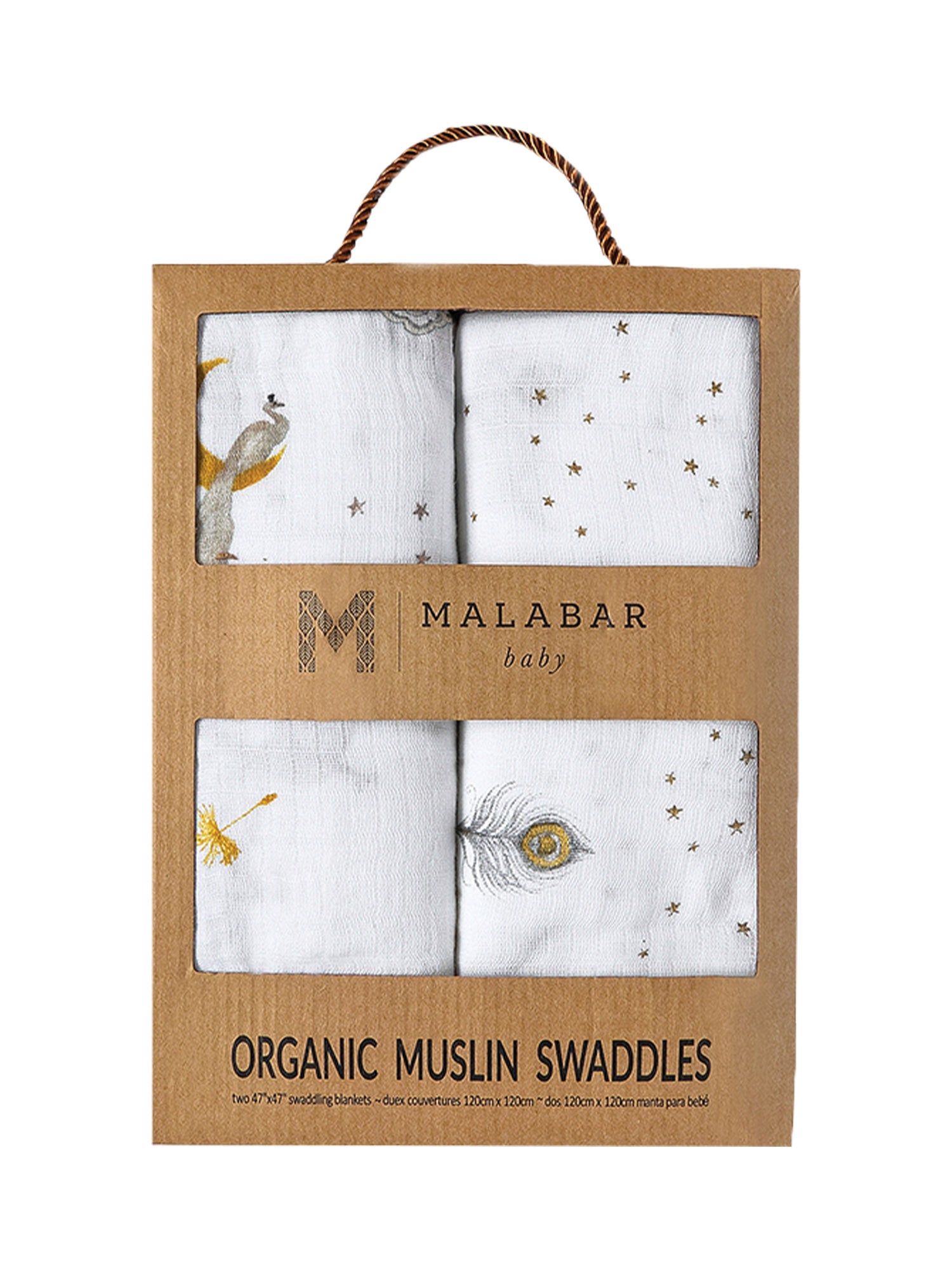 Organic Swaddle Set - Sweet Dreams (Enchanted Peacock & Magical Feathers)
