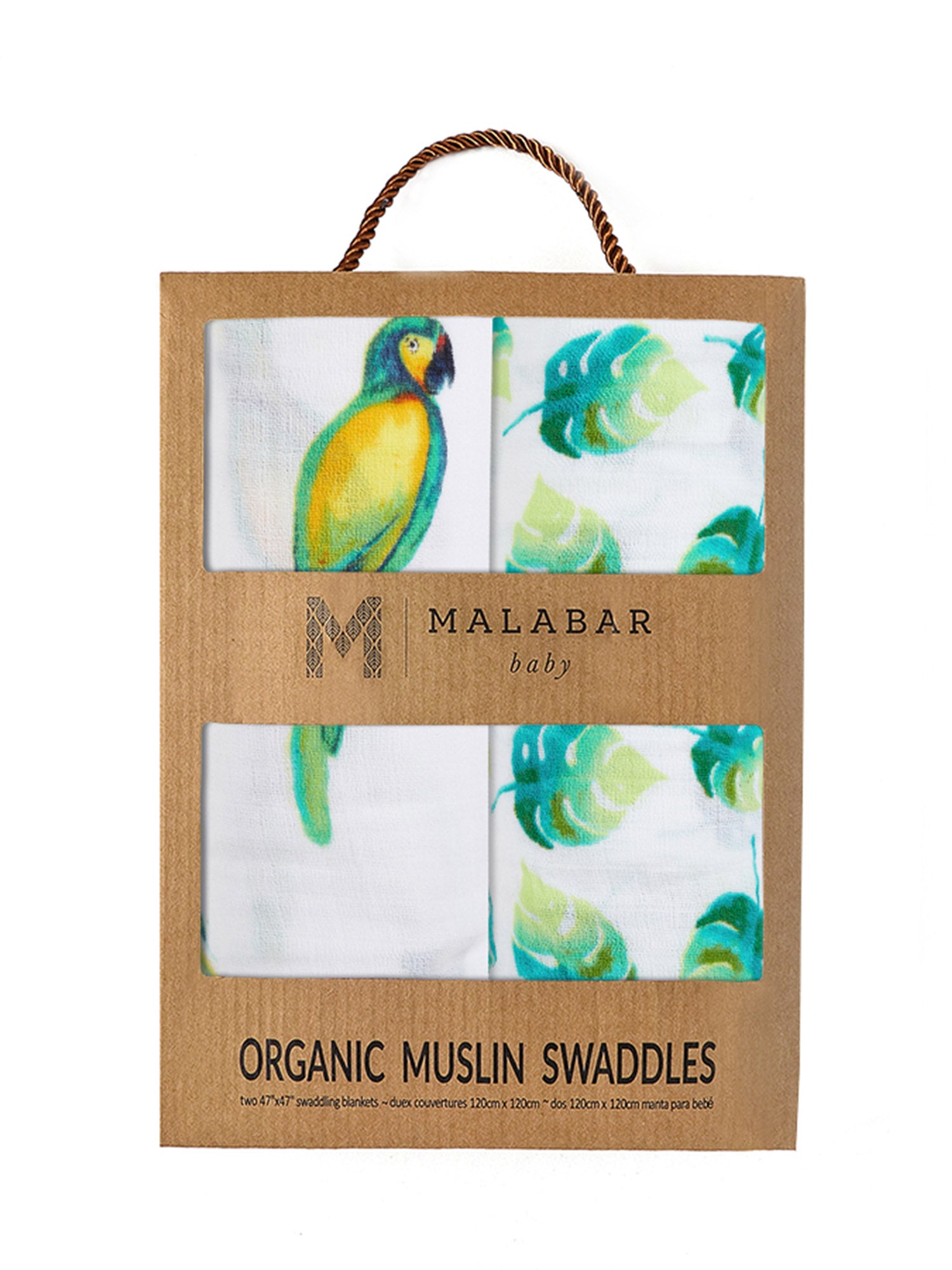 Organic Swaddle Set - Tropical Paradise (Parrot & Leaf)