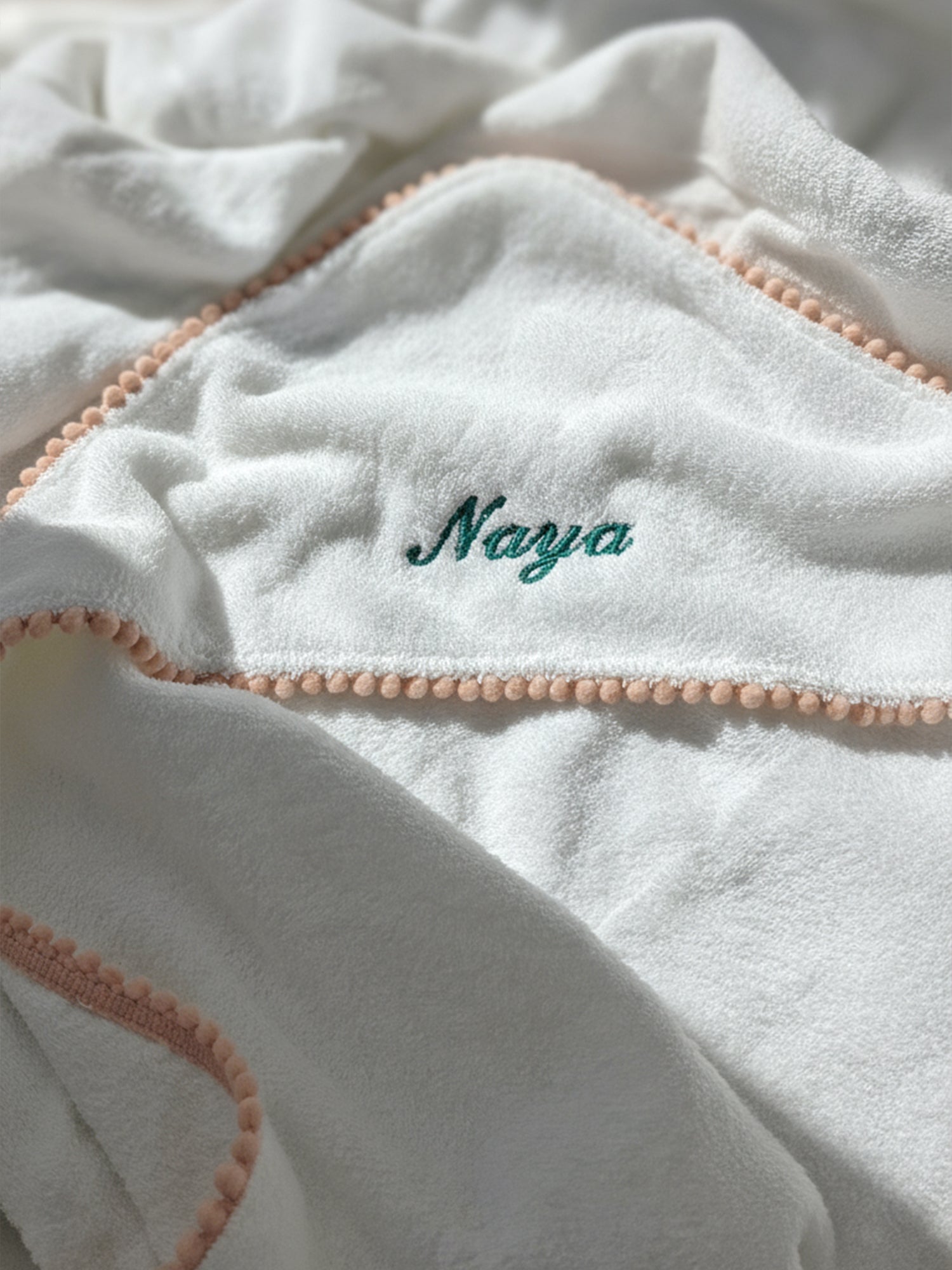 Bamboo Cotton Pom Pom Hooded Towel