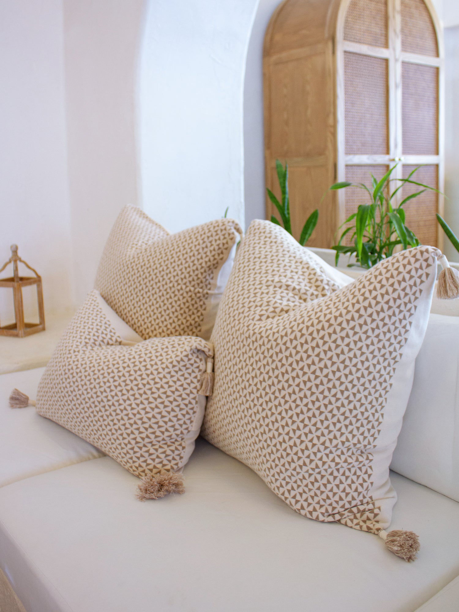 Minimalist Knit Cushion Cover (Set of x2) - Beige / Black