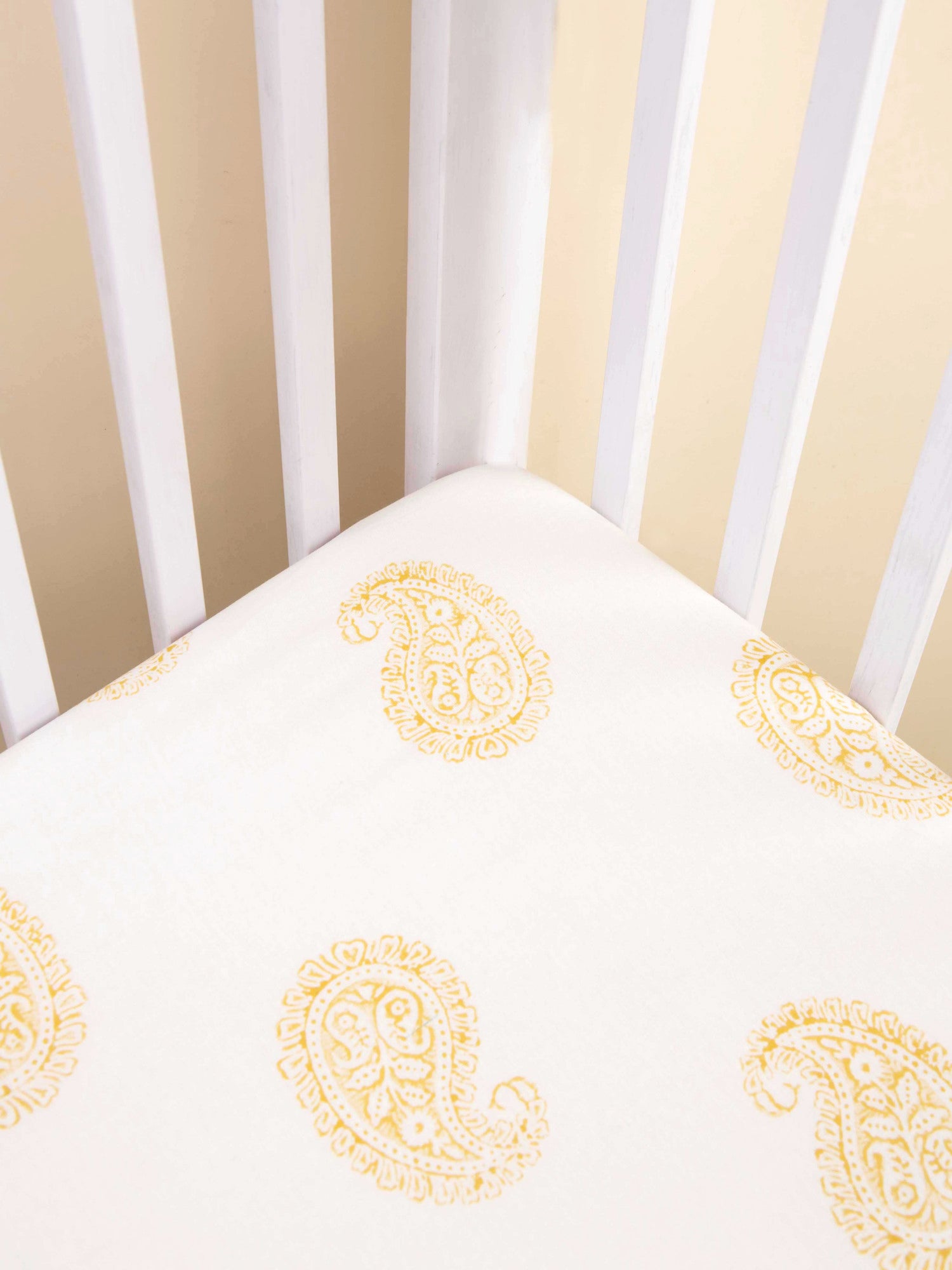 Mustard Paisley Fitted Crib Sheet
