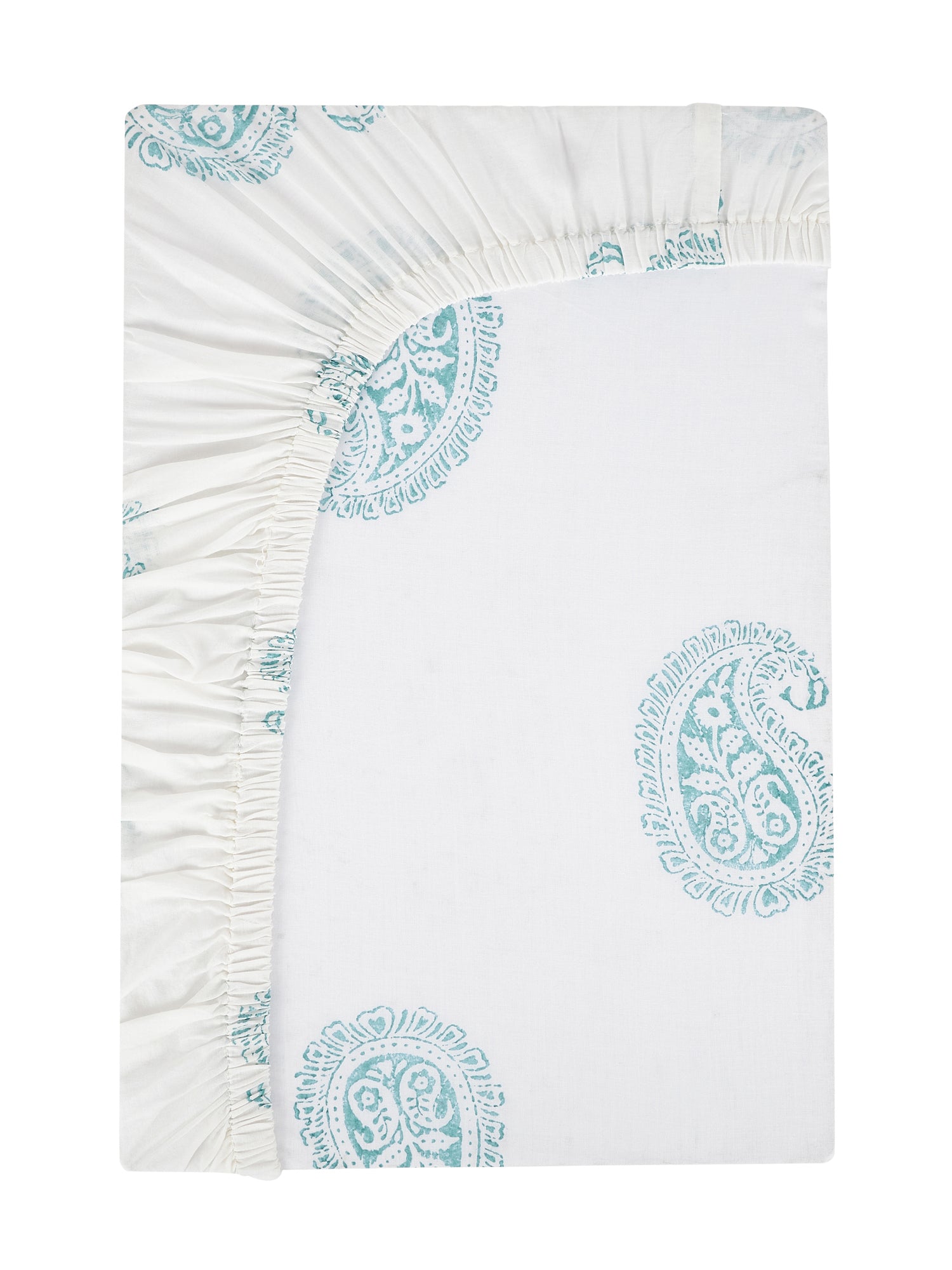 Teal Paisley Fitted Crib Sheet