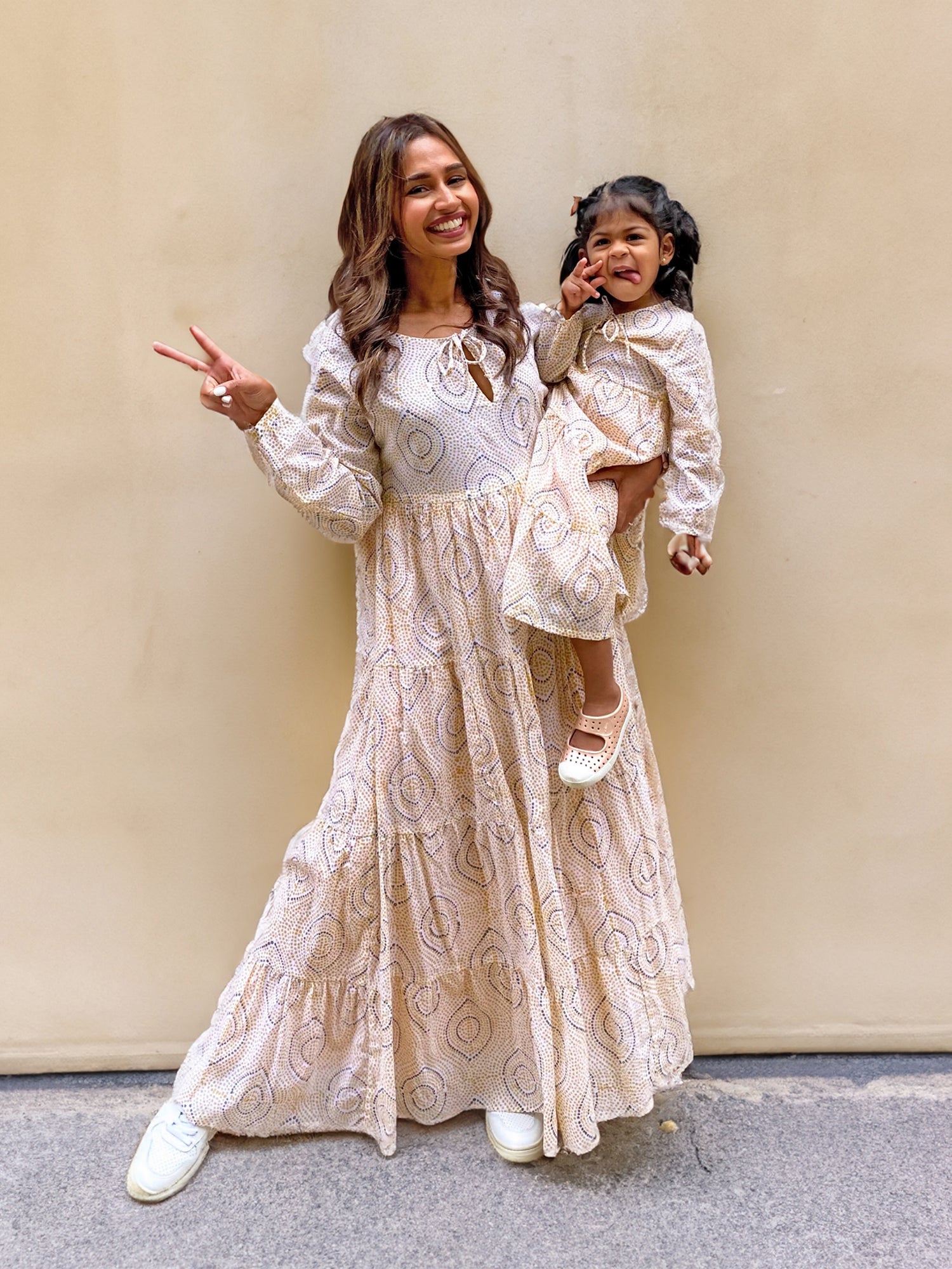Block Printed Girl's Kaftan Dress - Oia