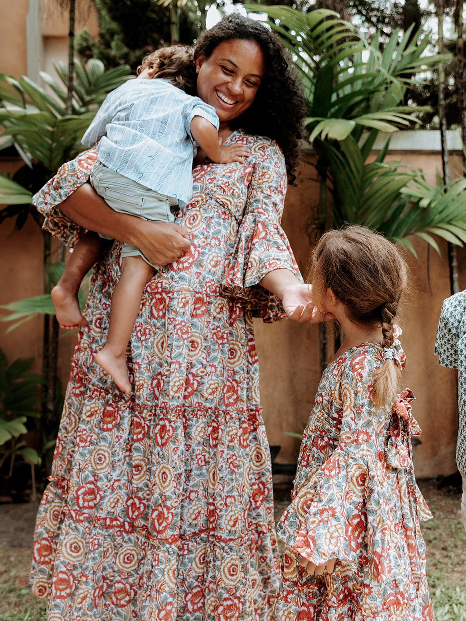 Twinning Set - Block Printed Dress - Lucky Red Floral