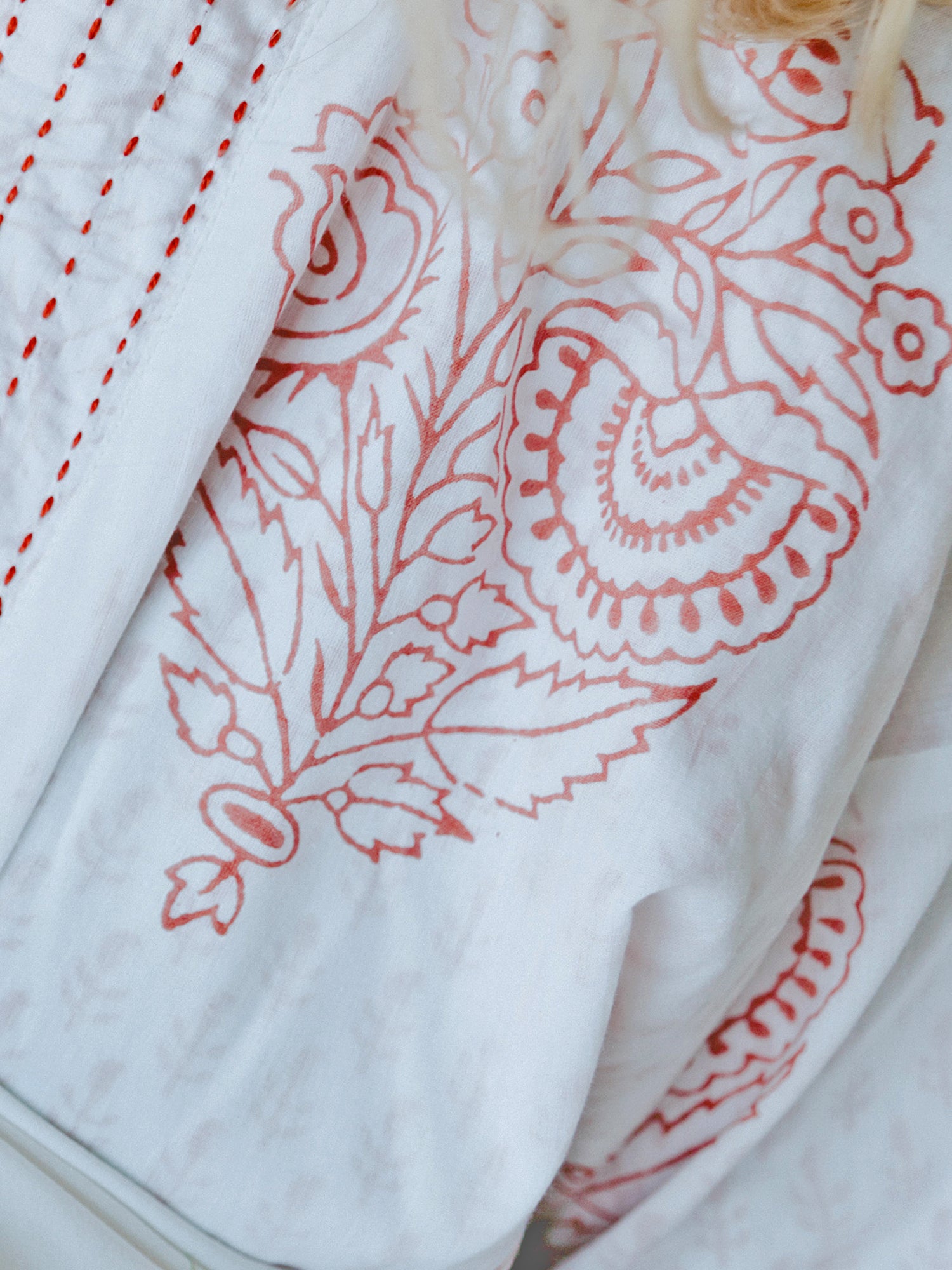 Women's Block-Printed Pink Robe