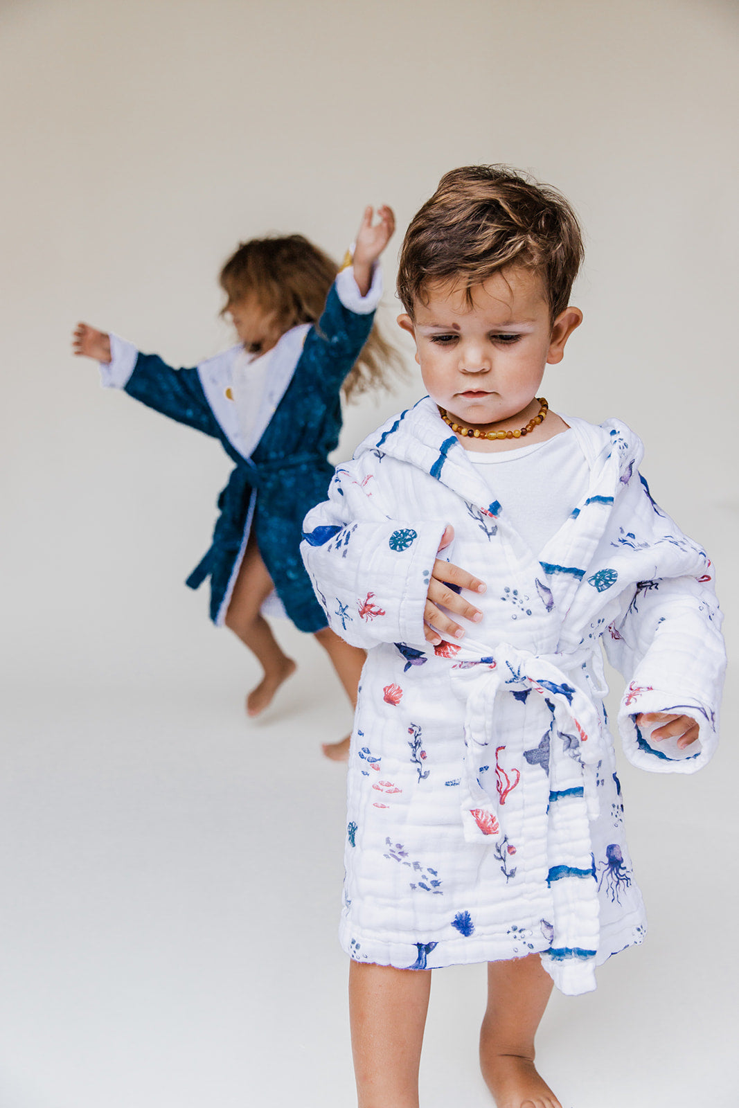 Kids Hooded Muslin Robe - Under The Sea