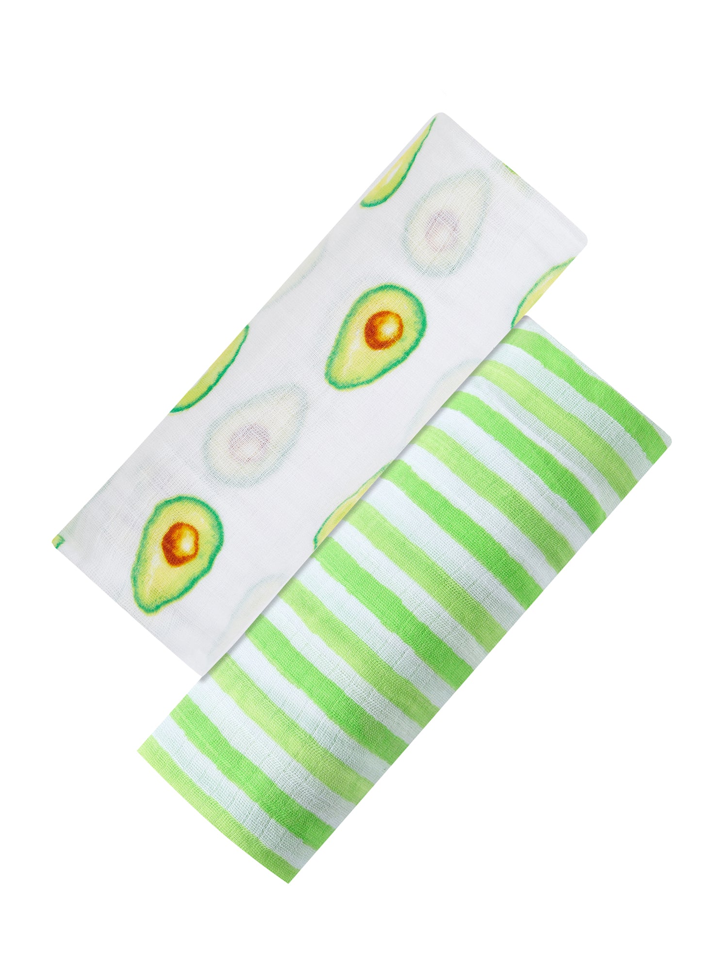 Organic Swaddle Set - Avocuddles (Avocado + Lime Green Stripes)
