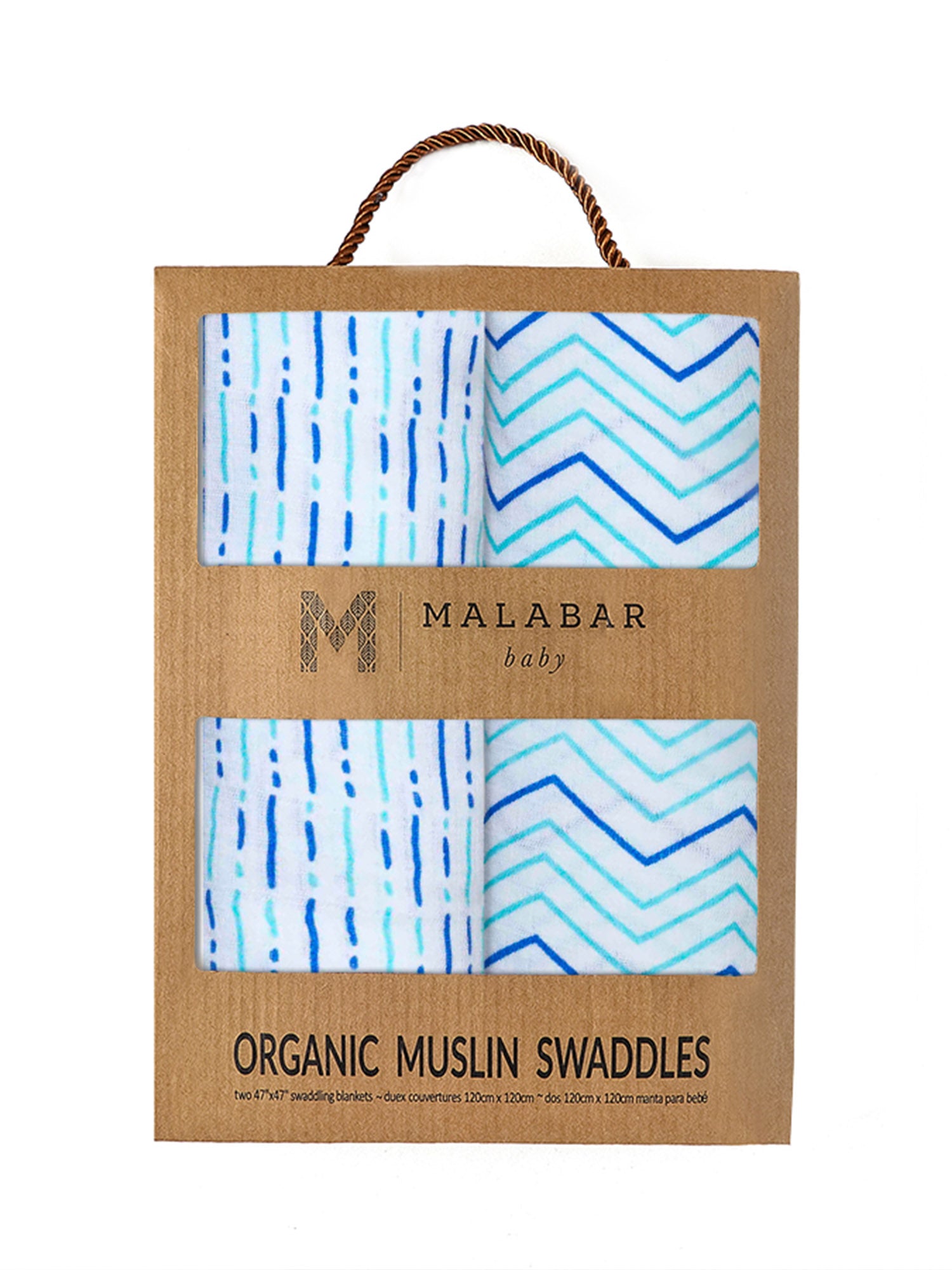 Organic Swaddle Set - Shades of Blue (Chevron & Dotty)