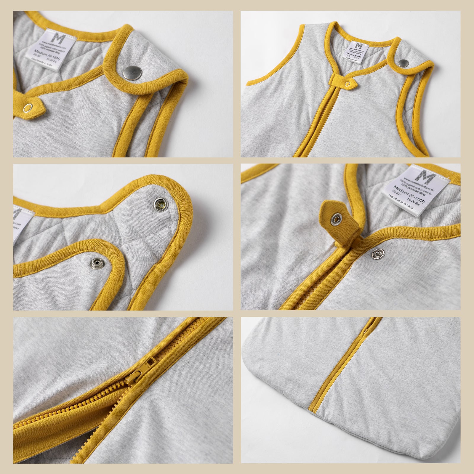 TOG 2.2 (Quilted) - Erawan Grey Wearable Baby Sleep Bag