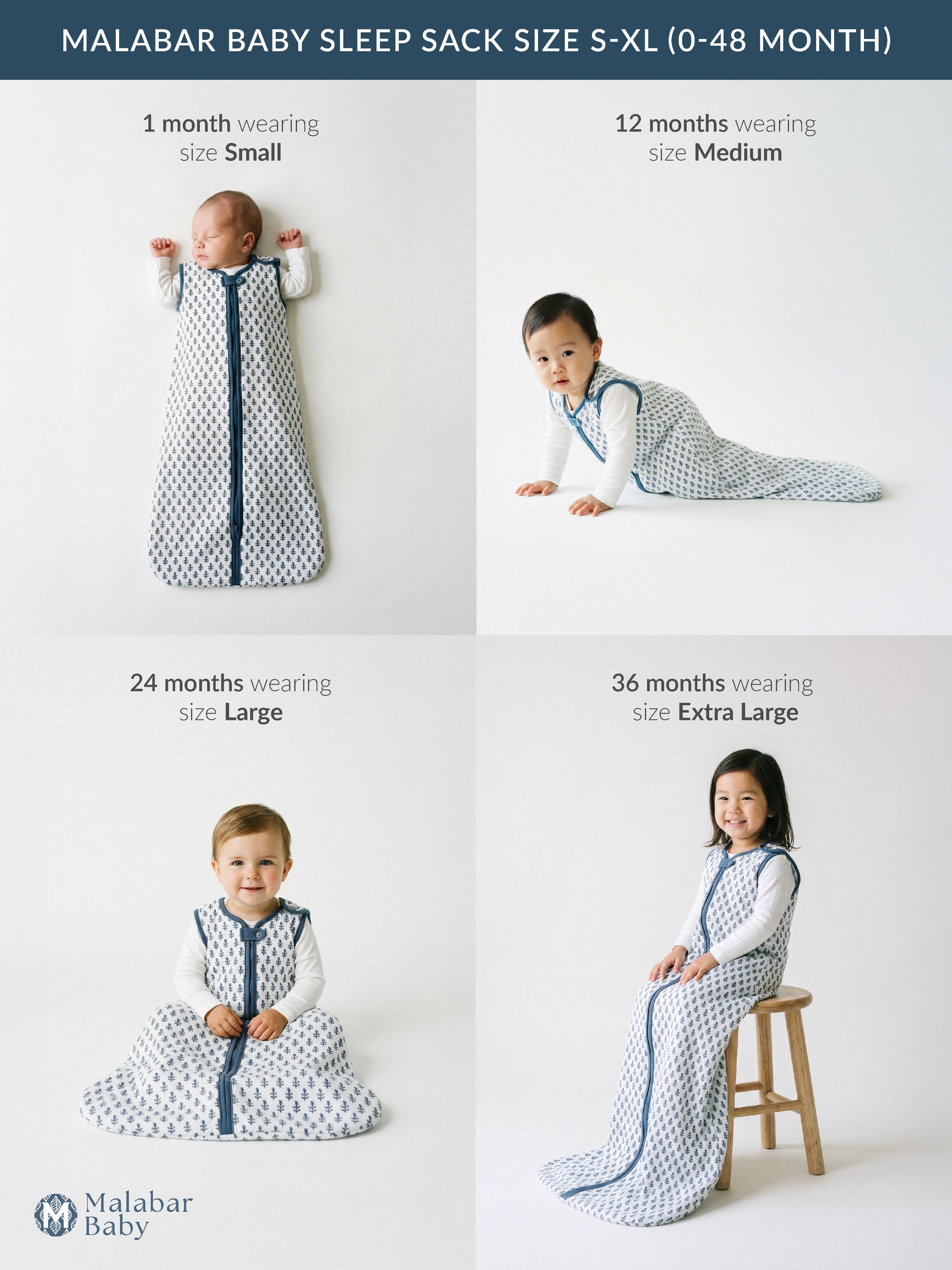 Malabar Baby Sleep Sack TOG 0.6 (Lightweight) - FORT BLUE