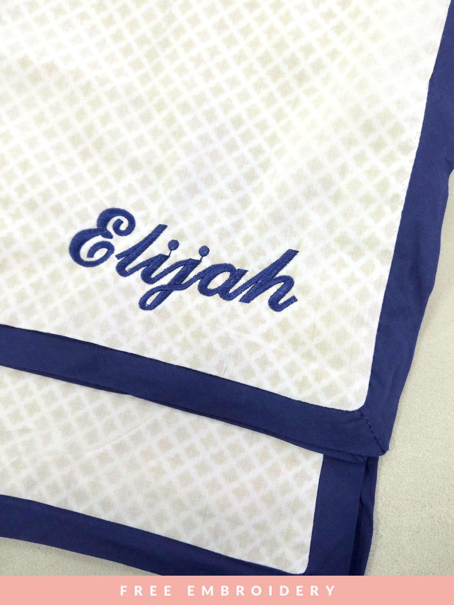 Beautiful block printed lightweight receiving blanket for newborns with free embroidery, crafted from soft and breathable fabric – perfect as a thoughtful baby shower gift or keepsake to cherish for years to come.