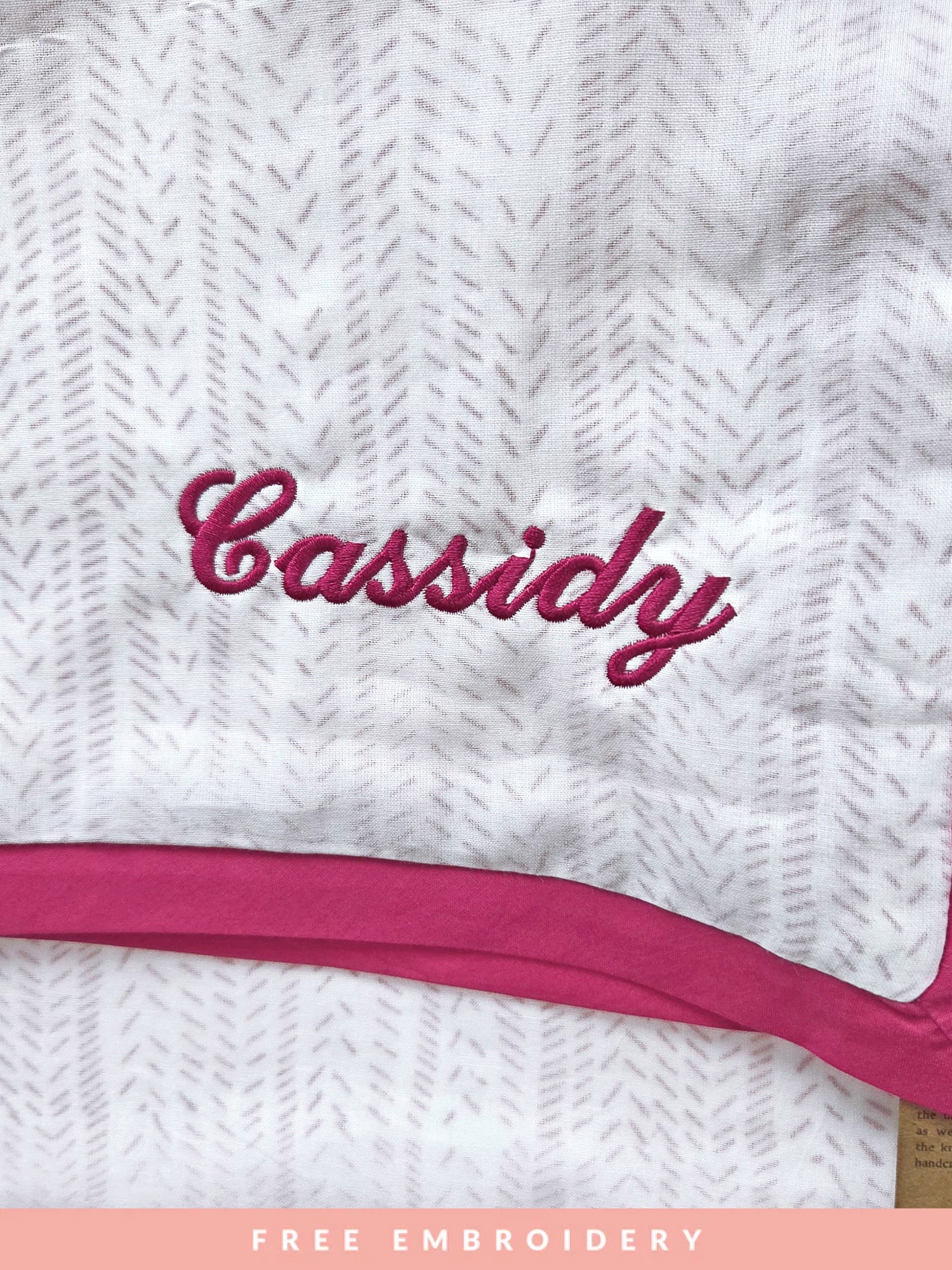 Beautiful block printed lightweight receiving blanket for newborns with free embroidery, crafted from soft and breathable fabric – perfect as a thoughtful baby shower gift or keepsake to cherish for years to come.