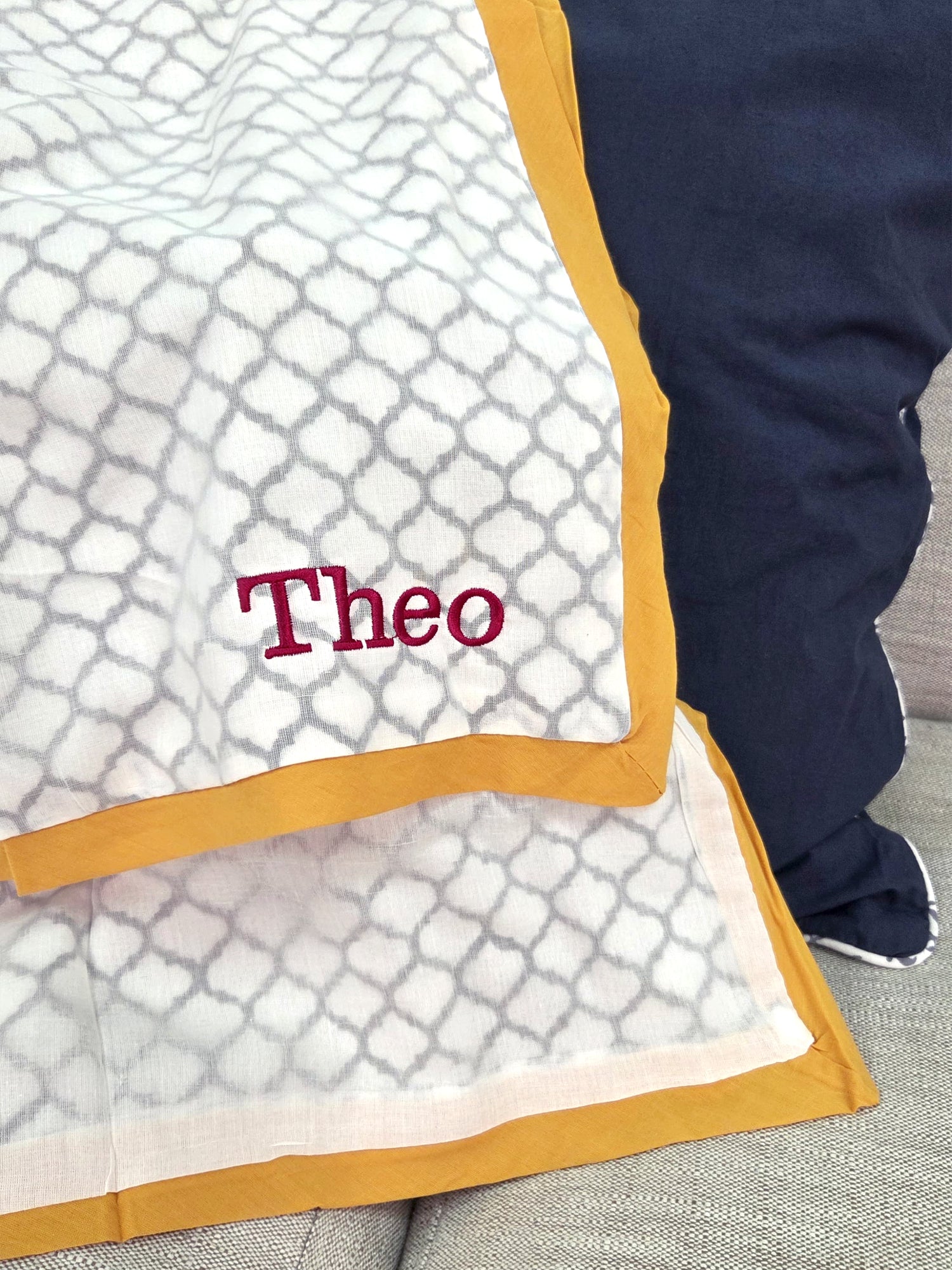 Malabar Baby lightweight blanket with beautiful embroidery, ideal for celebrating a 100-day milestone, baby shower, birthday, or new baby arrival. Personalize it for free to make a memorable gift. Soft, plush fabric ensures comfort and warmth for your little one.