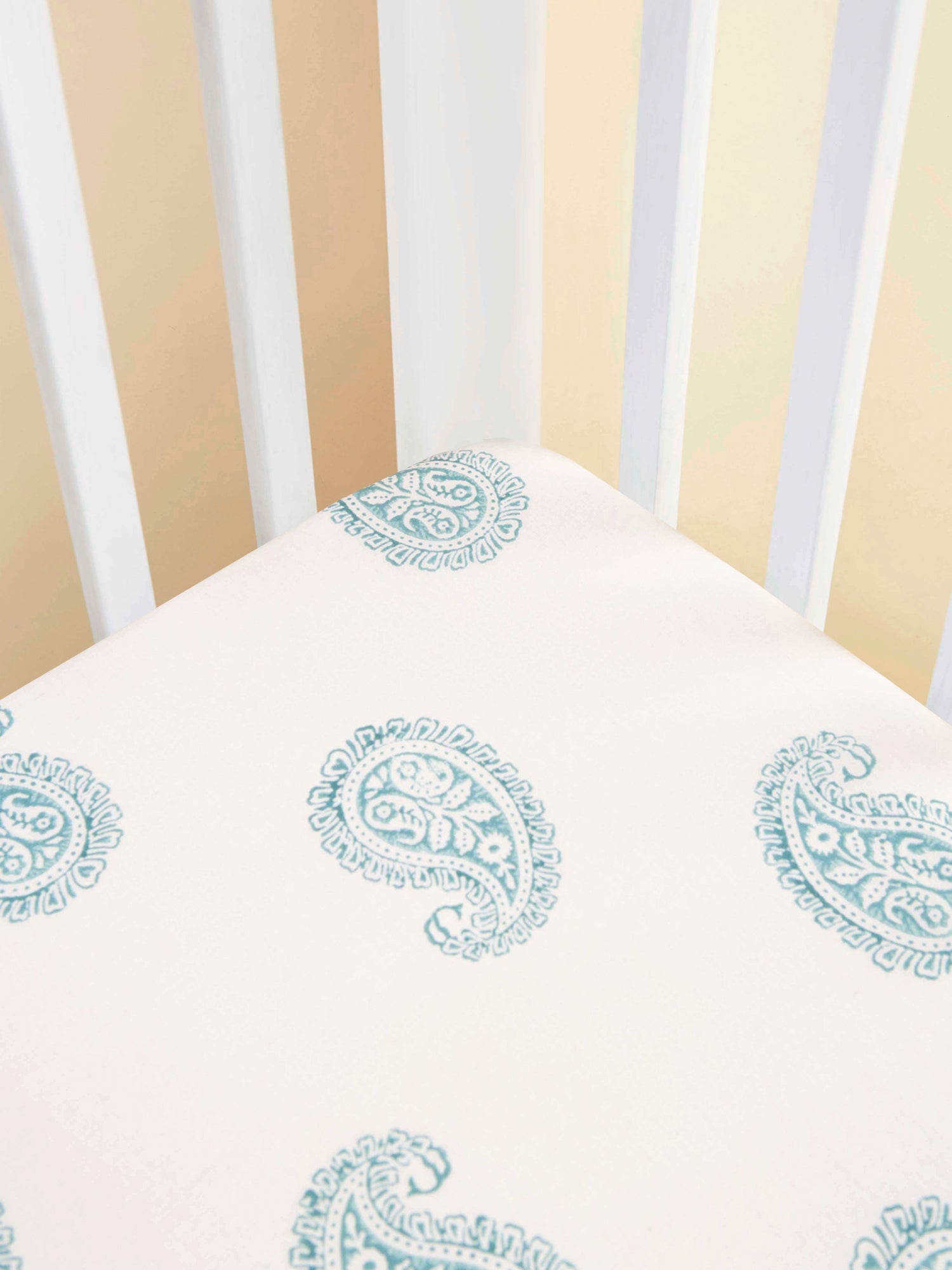 Teal Paisley Fitted Crib Sheet