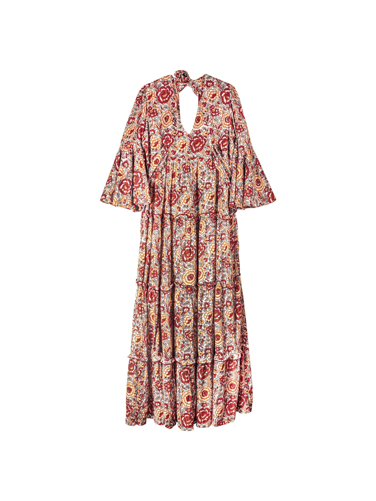 Block Printed Women's Dress - Lucky Red Floral