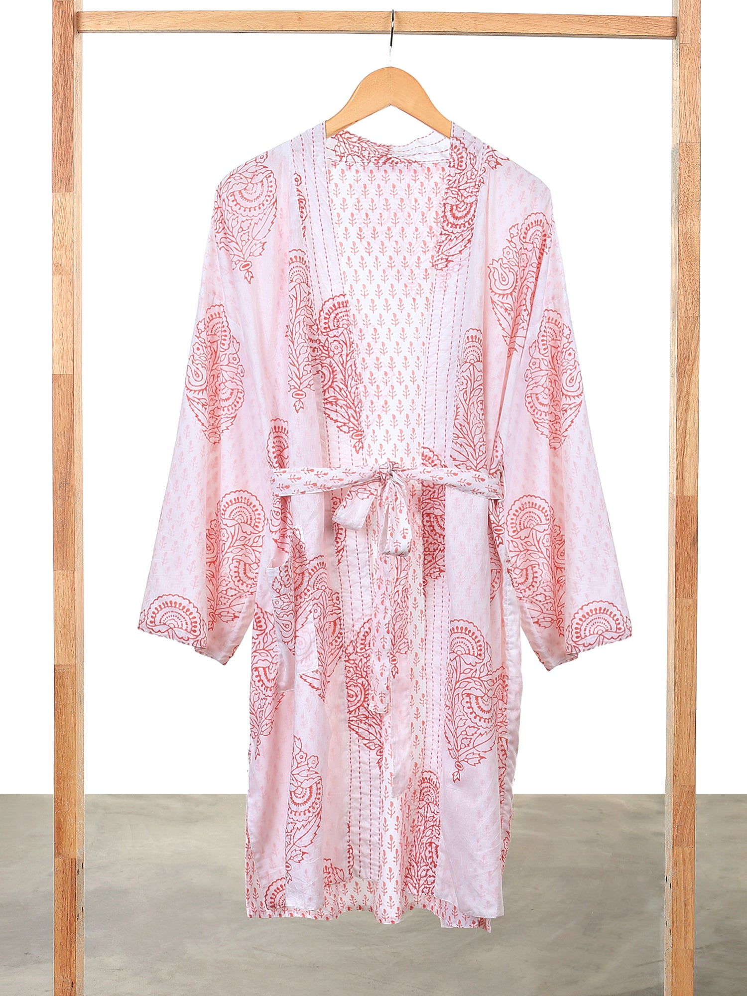 Block-Printed Robe - Pink City