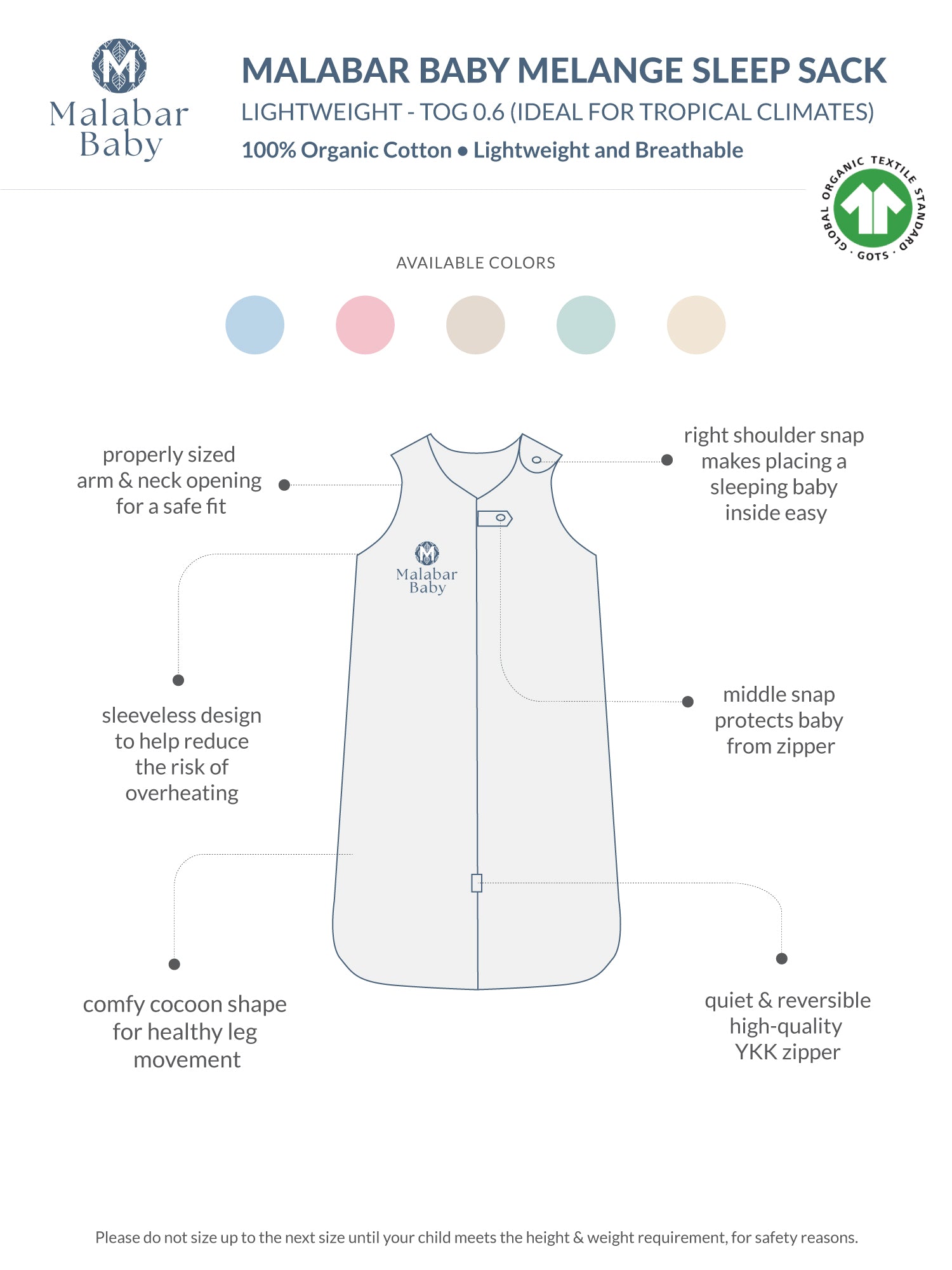 TOG 0.6 (Lightweight) - Melange Wearable Baby Sleep Sack