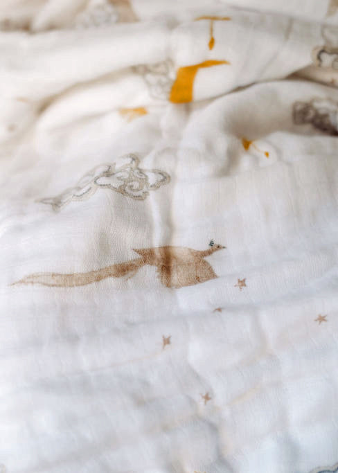 Organic Swaddle Set - Sweet Dreams (Enchanted Peacock & Magical Feathers)